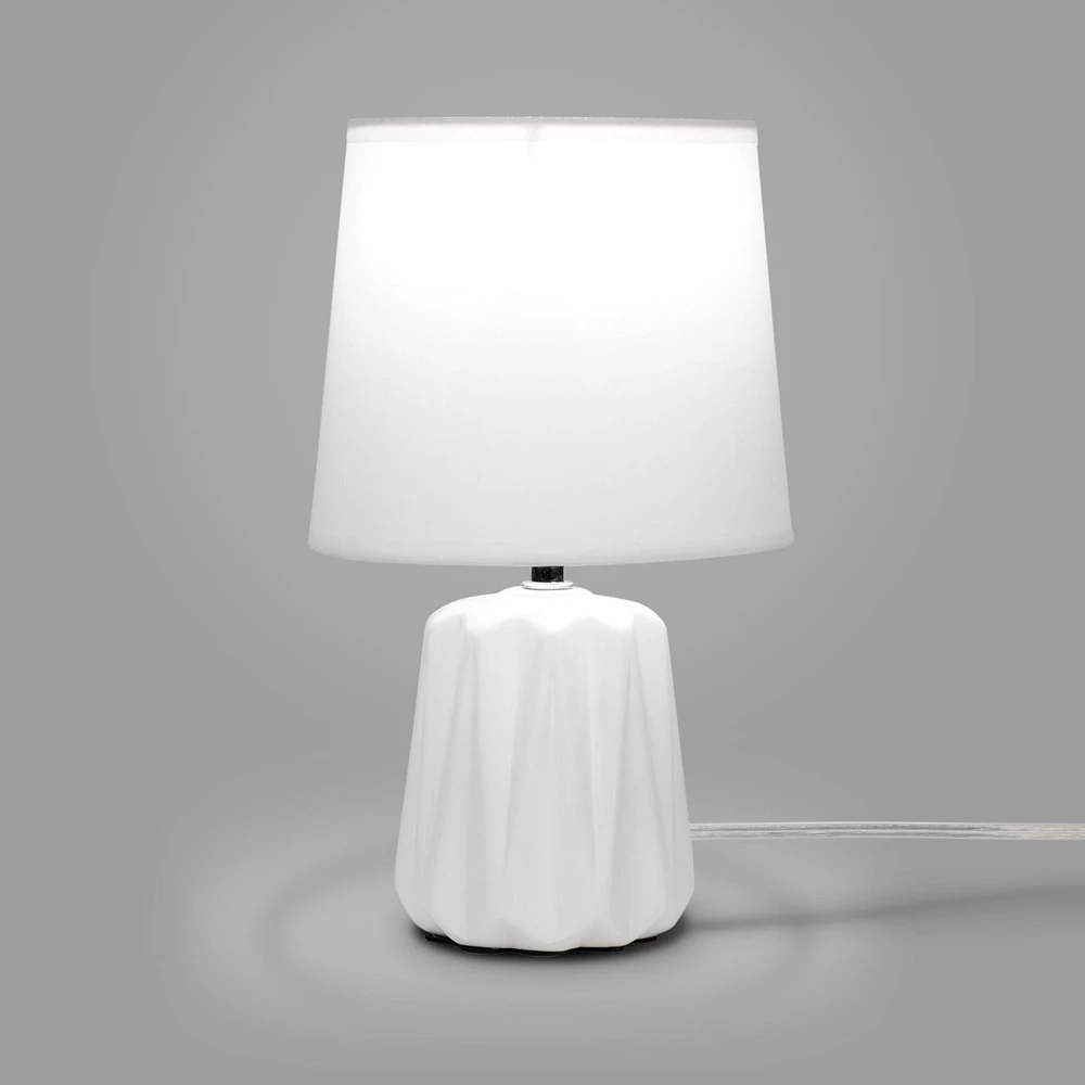 Zara Table Lamp with Ridged Base - White