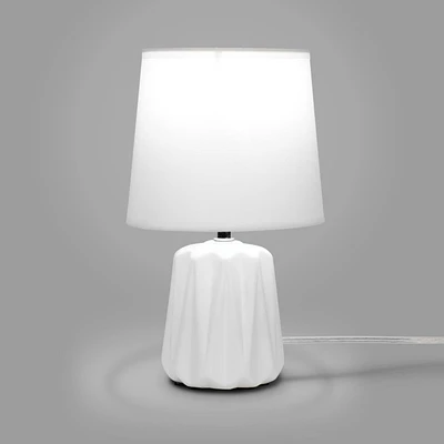 Zara Table Lamp with Ridged Base - White