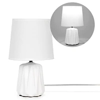 Lampe de table Zara avec base striée - Blanc