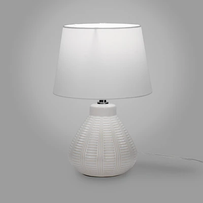 Zeny Table Lamp with Oval Base - Cream