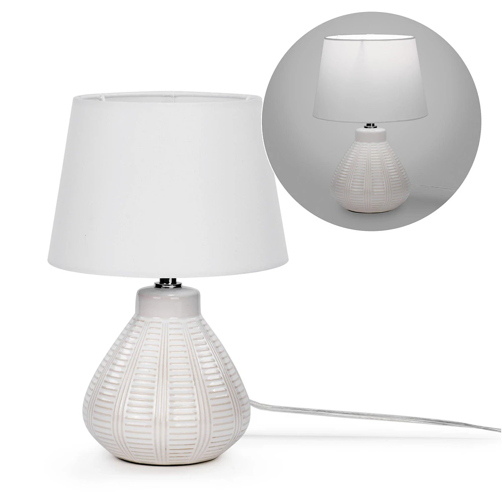 Lampe de table Zeny avec base ovale - Crème