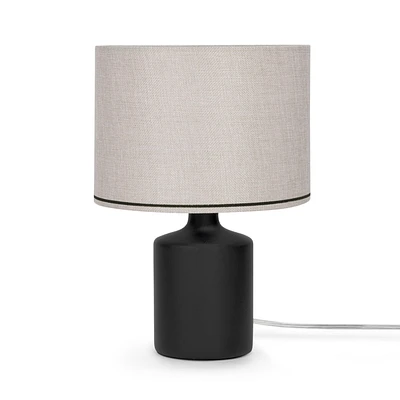 Zia Table Lamp with Bottle like base - Black/Beige