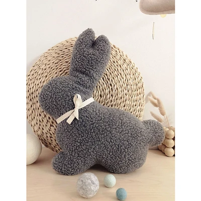 Coussin en peluche, lapin - Gris