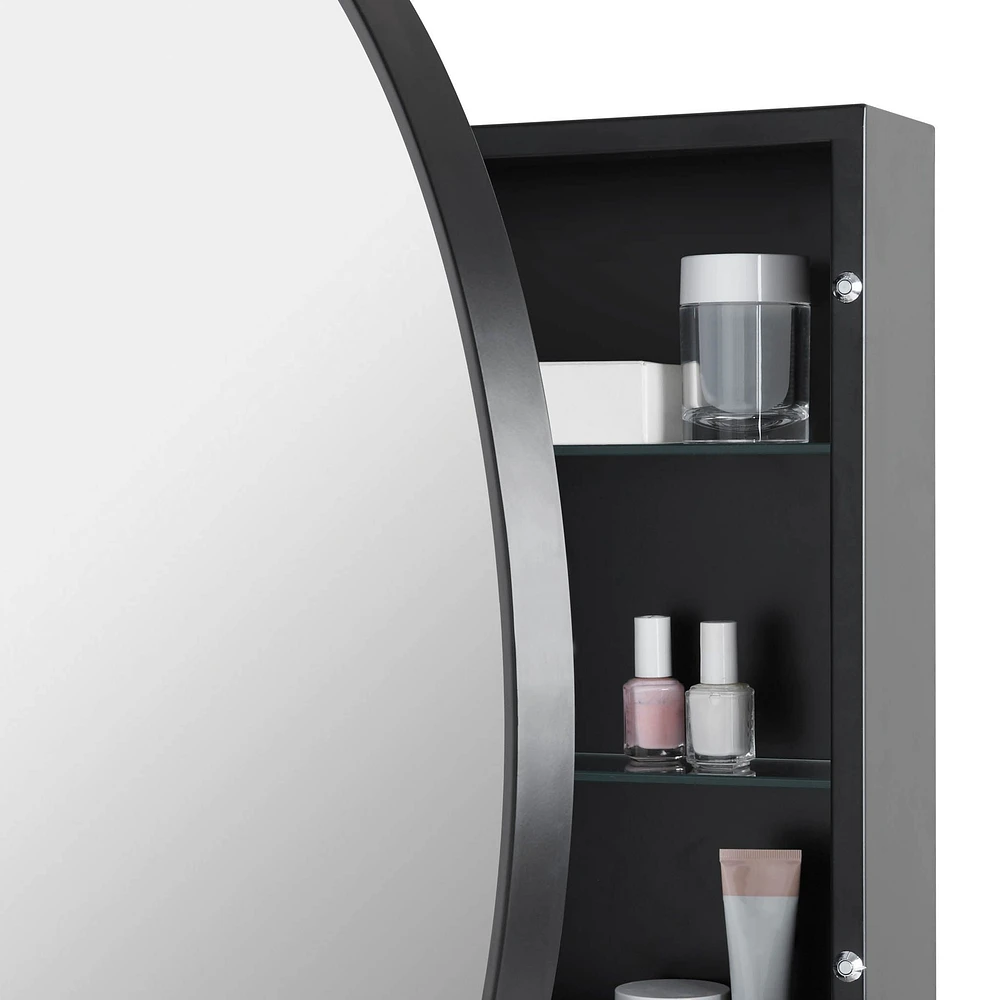 Hudson Round Black Medicine Cabinet 28"Ø by Haute Deco