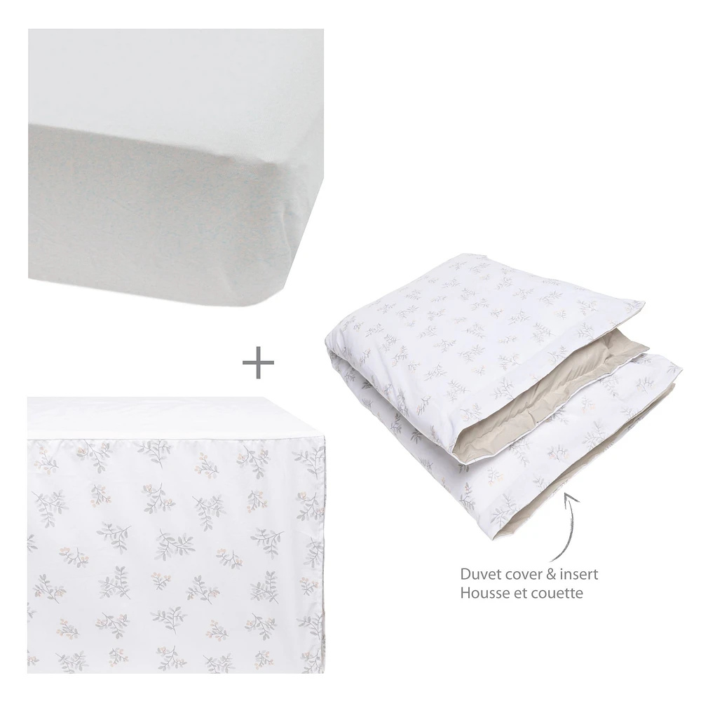 4-Piece Crib Bedding Set - Leaves
