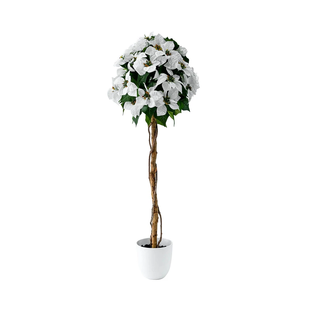 White Poinsettia Tree 47" by Haute Deco