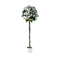 White Poinsettia Tree 59" by Haute Deco