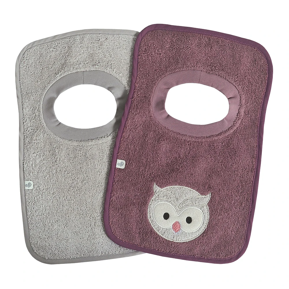 Serviette à capuchon et petits bavoirs - Hibou