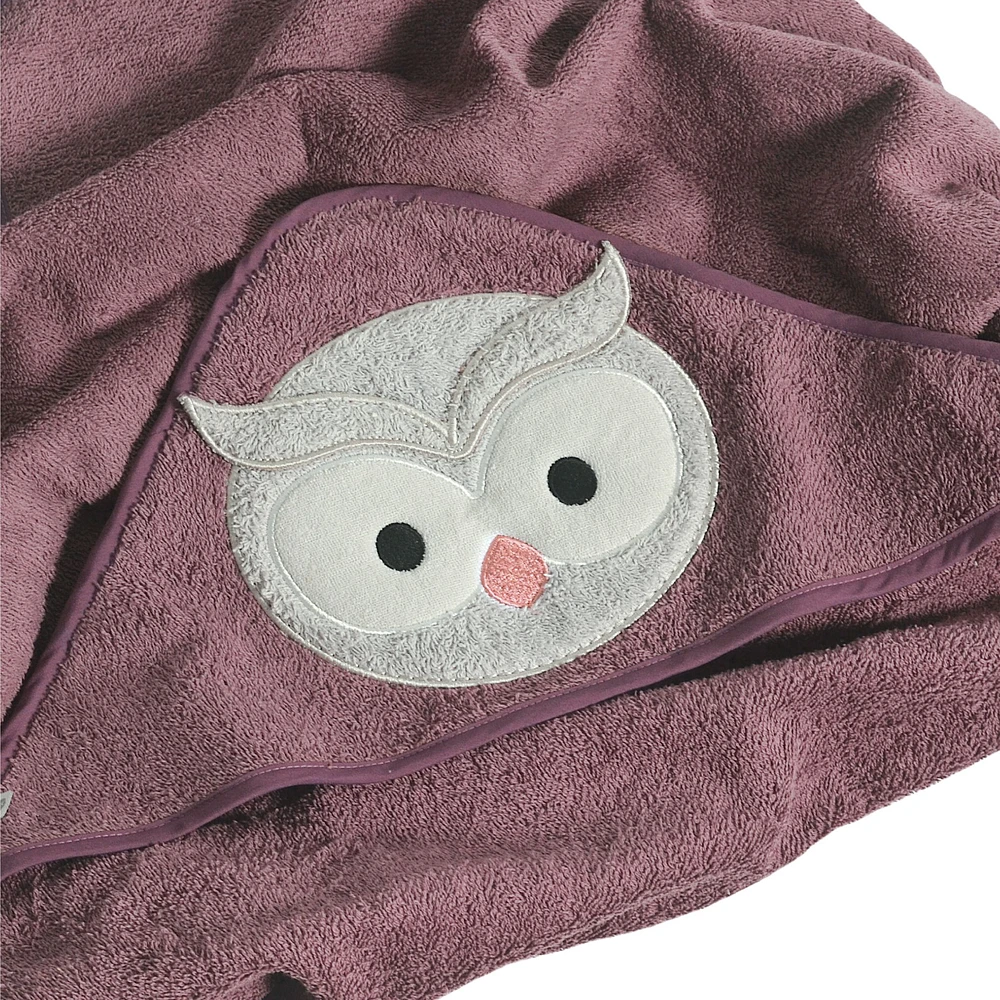 Serviette à capuchon et petits bavoirs - Hibou