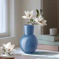 Opaque Flared Ball Glass Vase - Blue