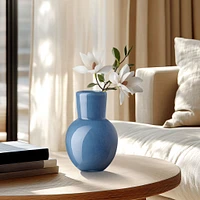 Opaque Flared Ball Glass Vase - Blue