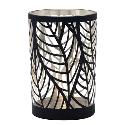 Black Leaf Cutout Hurricane Vase by Torre & Tagus