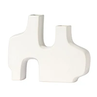 Abstract Duo Vase, 9 po - Blanc Mat