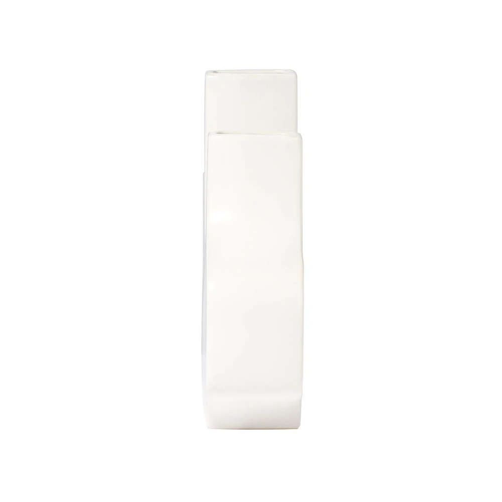 Abstract Duo Vase, 9 po - Blanc Mat