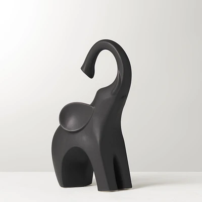 Torre & Tagus Elephant Sculpture Decor, 8.5" - Black