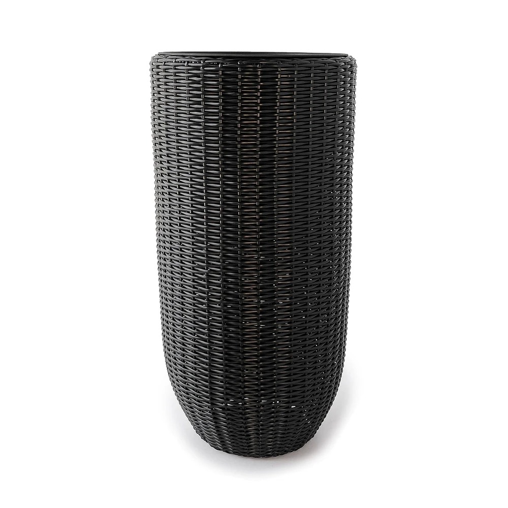 Rolland XL Rattan Planter Black by Haute Deco