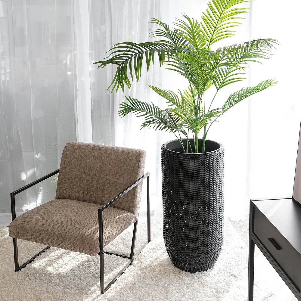 Rolland XL Rattan Planter Black by Haute Deco