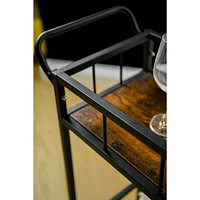 Sani 2 Shelves Black Bar Cart 