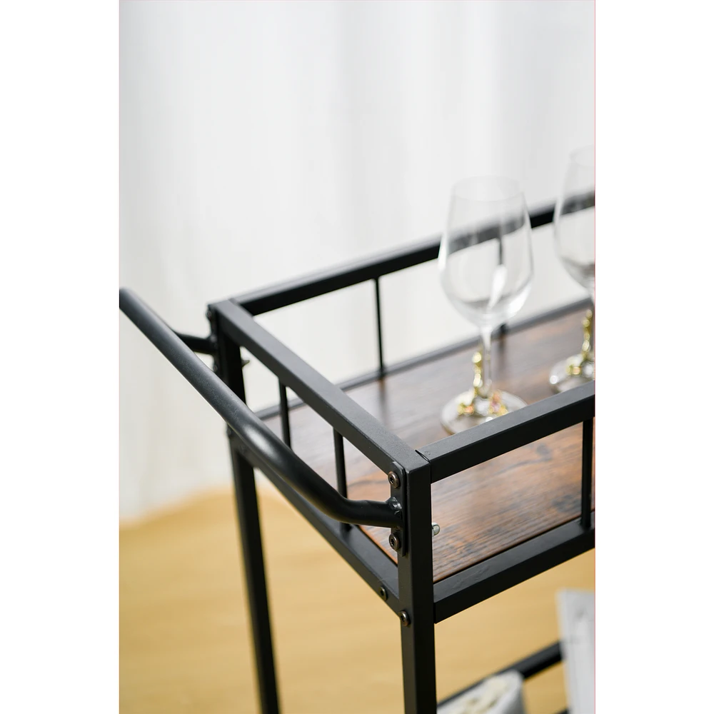 Sani 2 Shelves Black Bar Cart 