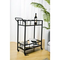 Sani 2 Shelves Black Bar Cart 