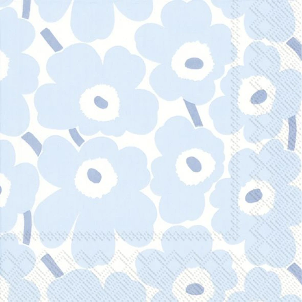 Unikko Cocktail Napkins, Pack of 20 - Light Blue