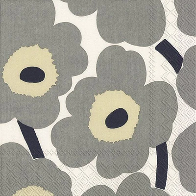 Unikko Kollaasi Serviettes de table en papier, paquet de 20 - Gris/Blanc