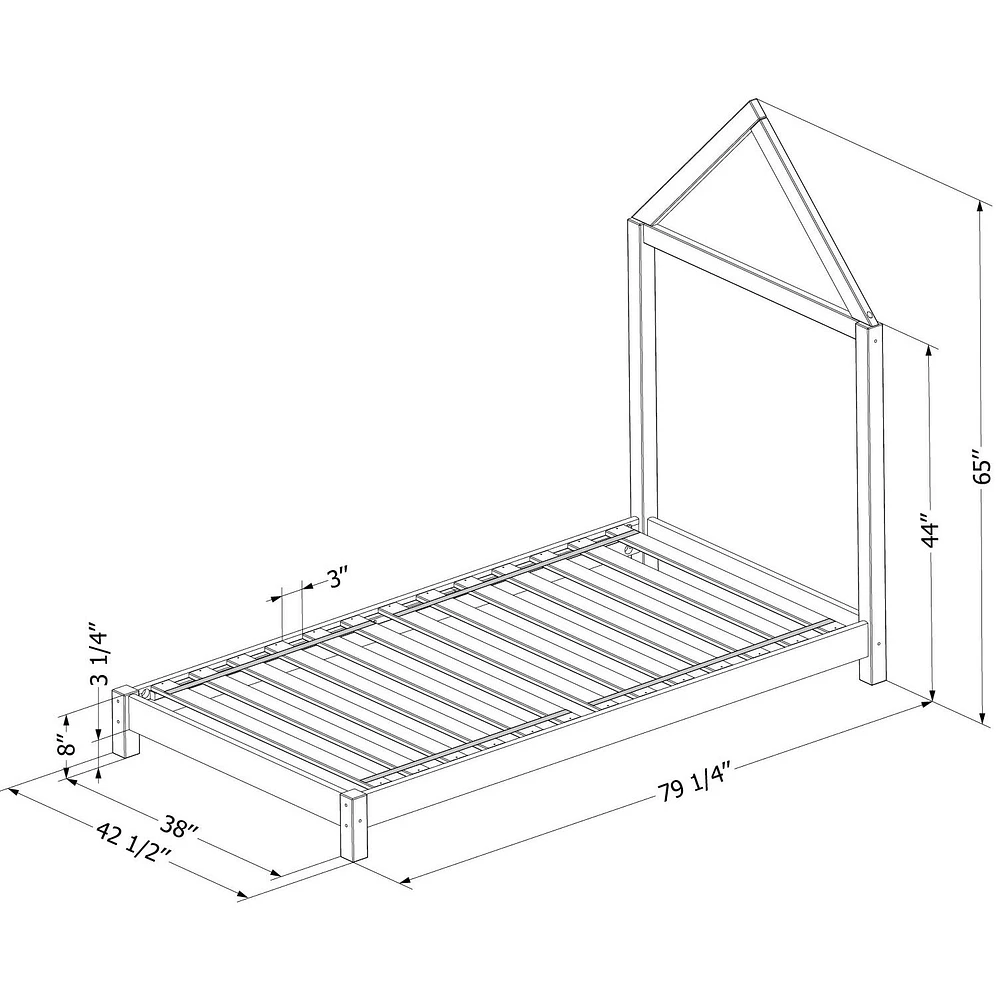 Lit jumeau Sweedi en bois massif avec tête de lit par South Shore Furniture