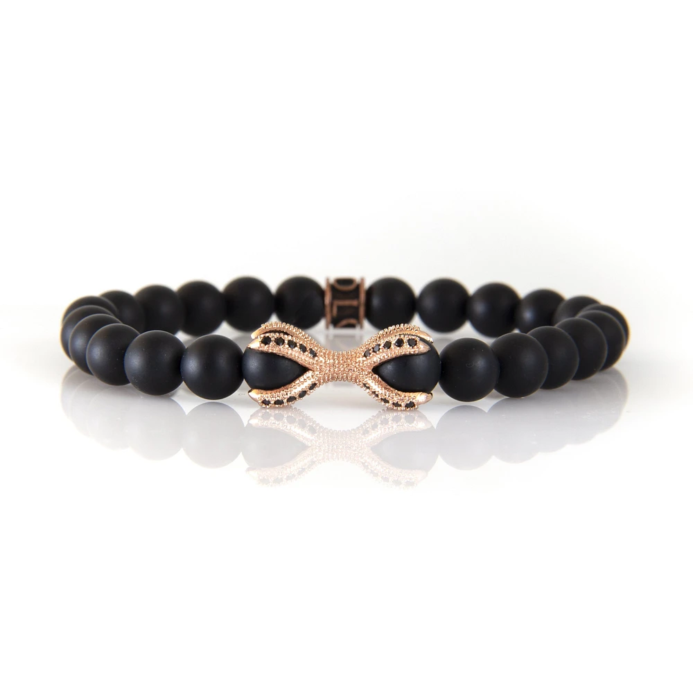 Bracelet onyx noir avec griffes or rose par Luenzo