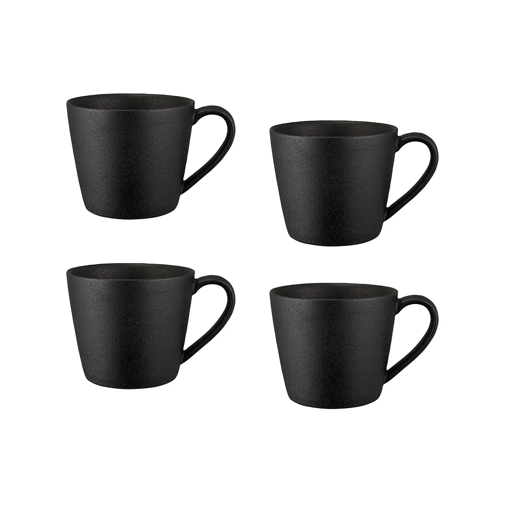 Maxwell & Williams Set of 4 Black Caviar Mugs - 420ml