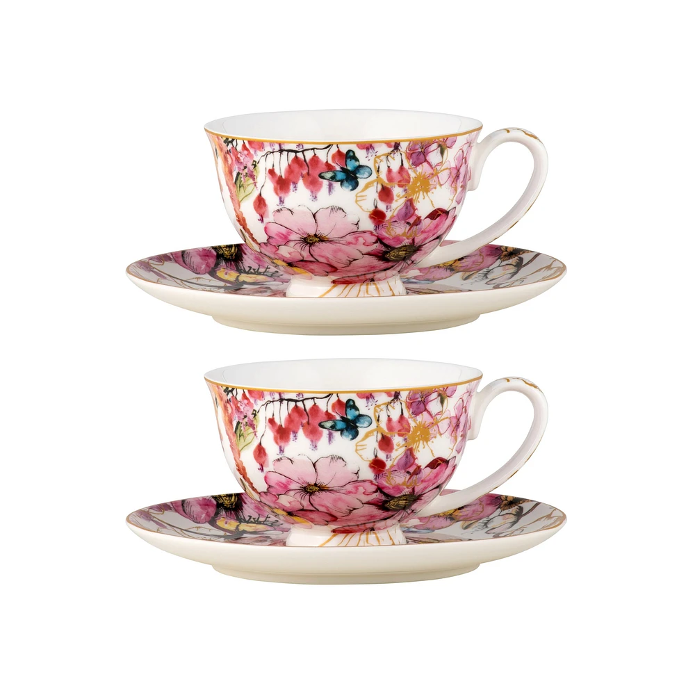 Maxwell & Williams Set of 2 Enchantment Cups & Saucers - 200ml