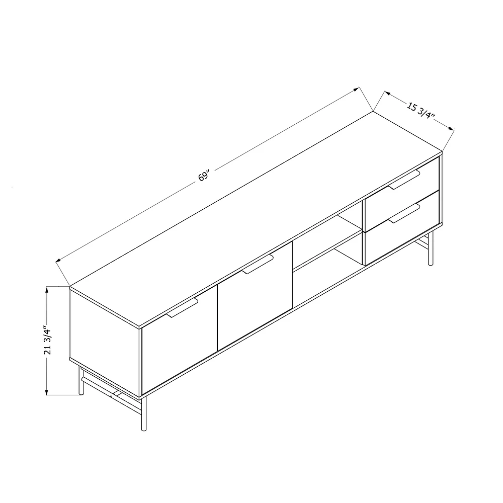 Arlo 2-Drawer TV Stand with Ribbed Doors in Ash Oak and Matte Black by South Shore Furniture