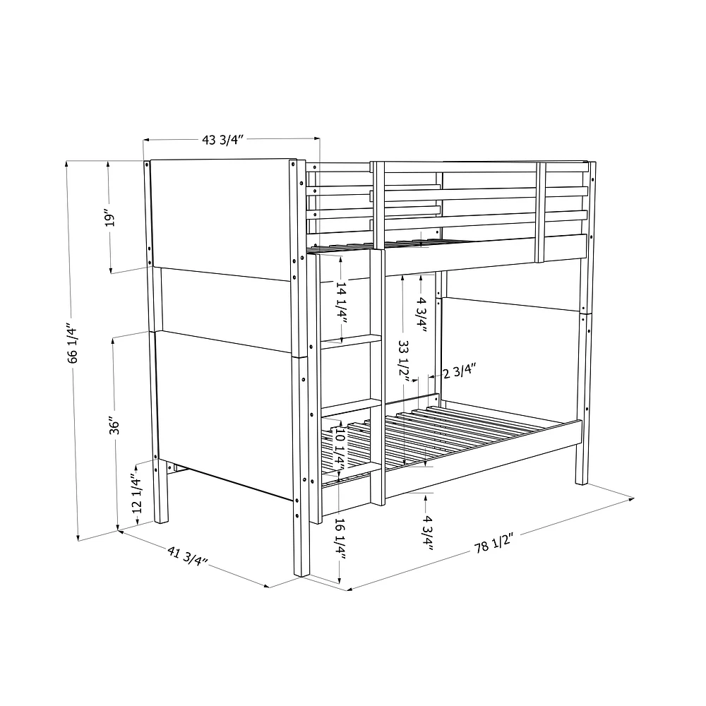 South Shore Furniture Bebble Twin Upholstered Bunk Bed - Natural and Gray