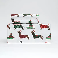 Holiday Dogs Flannel Sheet Set