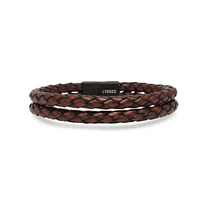 Luenzo Cognac Brown Genuine Leather Double Wrap Bracelet