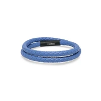 Bracelet en cuir véritable doublé avec fermoir simple « Bleu de France » par Luenzo