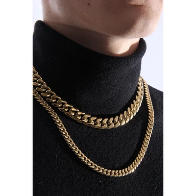 Luenzo 8mm Cuban Link Gold Plated 24'' Necklace