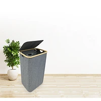 Laundry basket with 1 inner bag and PVC lid - Grey