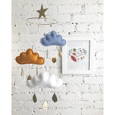 Cloud Mobile -Blue, Ocher & White