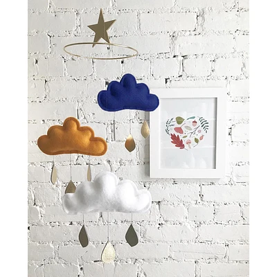 Cloud Mobile -Navy, Ocher, & White