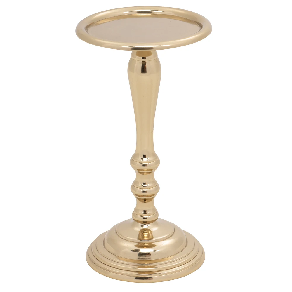 Elegance Antique Gold Pillar Candle Holder - 9"