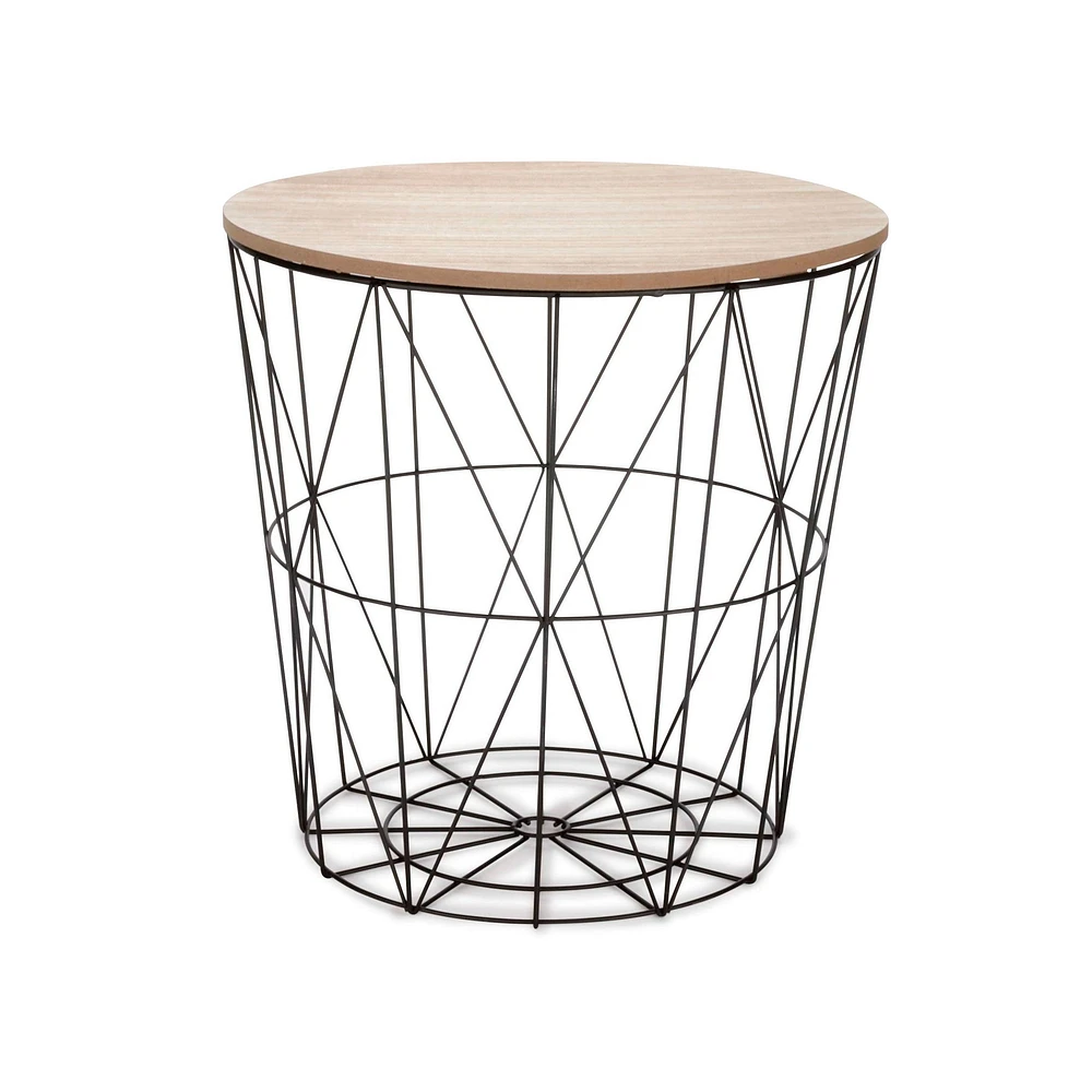 Table d'appoint noire avec plateau naturel « Waverly »