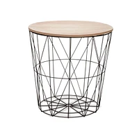 Table d'appoint noire avec plateau naturel « Waverly »