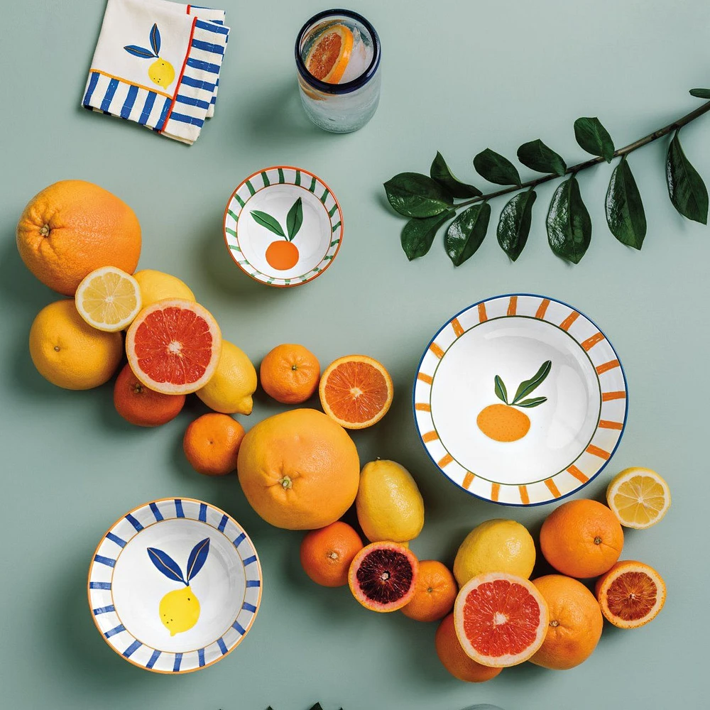 Citrus Burst Appetizer Plates, Set of 4