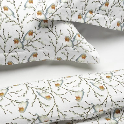 Chickadees Flannel Duvet Cover Set