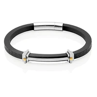 STEELX Stainless Steel Silicone ID Bracelet with Gold Ionic Plating