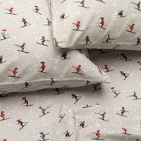 Skis and Snow Flannel Sheet Set
