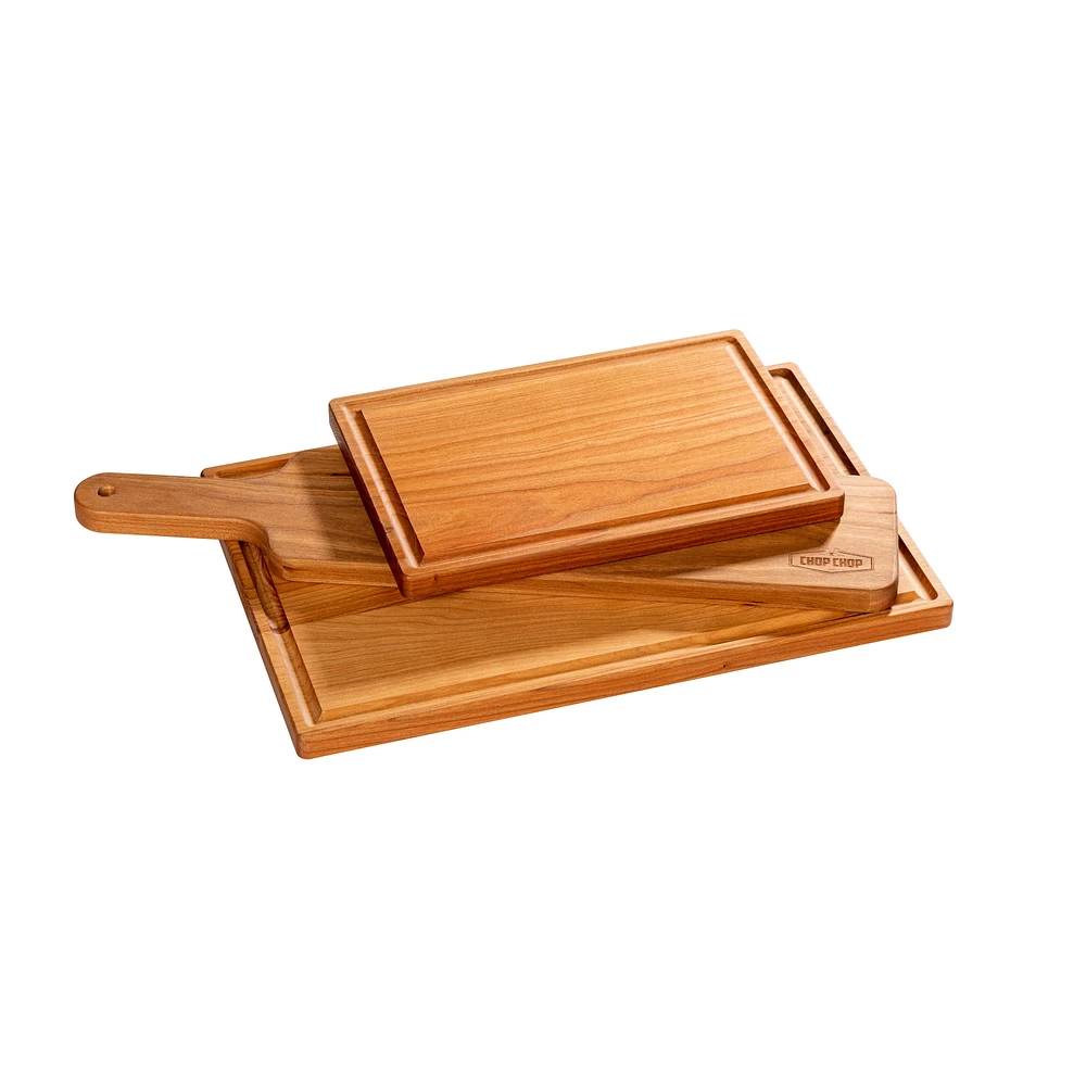 Set of 3 Cherry Wood Bread and Cheese Cutting Boards