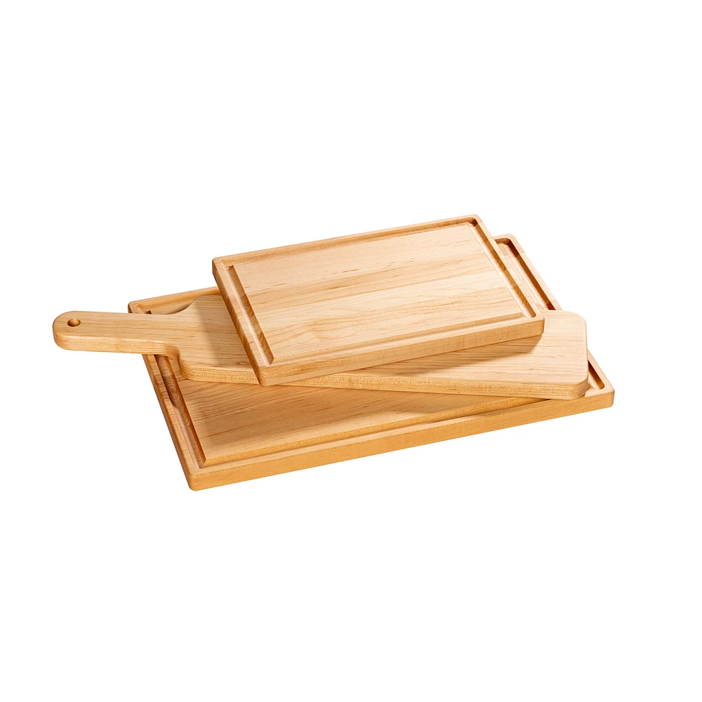 Set of 3 Maple Wood Bread and Cheese Cutting Boards