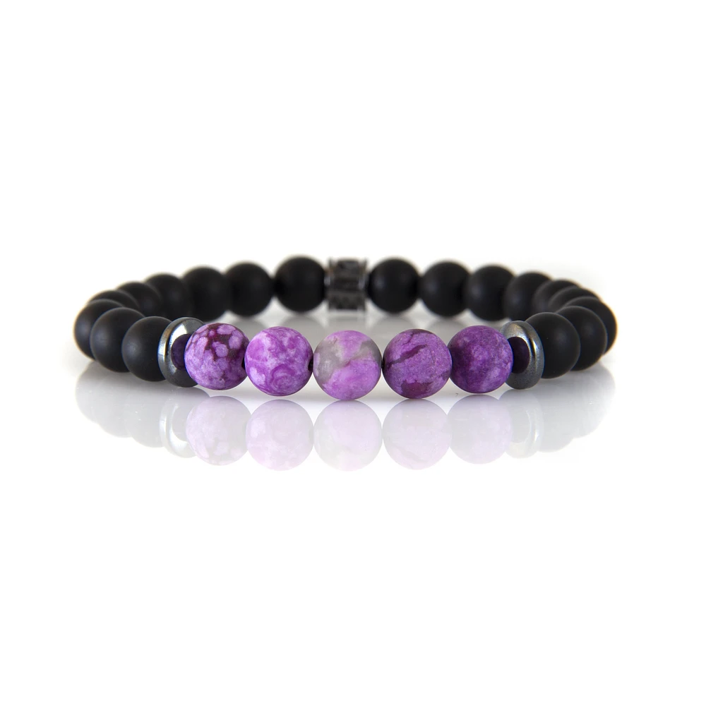 Luenzo Black Onyx and Purple Jasper Bracelet