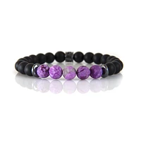 Bracelet onyx noir et jaspé violet par Luenzo